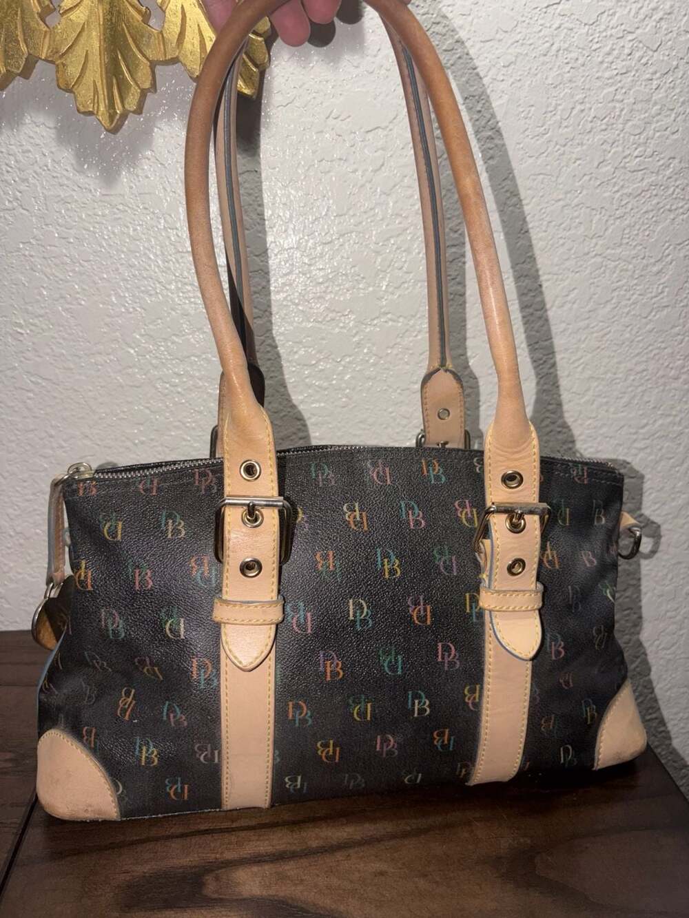 Dooney & Bourke Multicolour Logo Print Satchel with Heart Charm